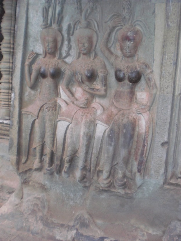 Angkor Wat--three Apsarases