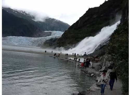 Family reunion in an Alaska cruise in Sept, 2012. This is the Mendenhall Glacier and Nugget Falls, Juneau, Alaska.